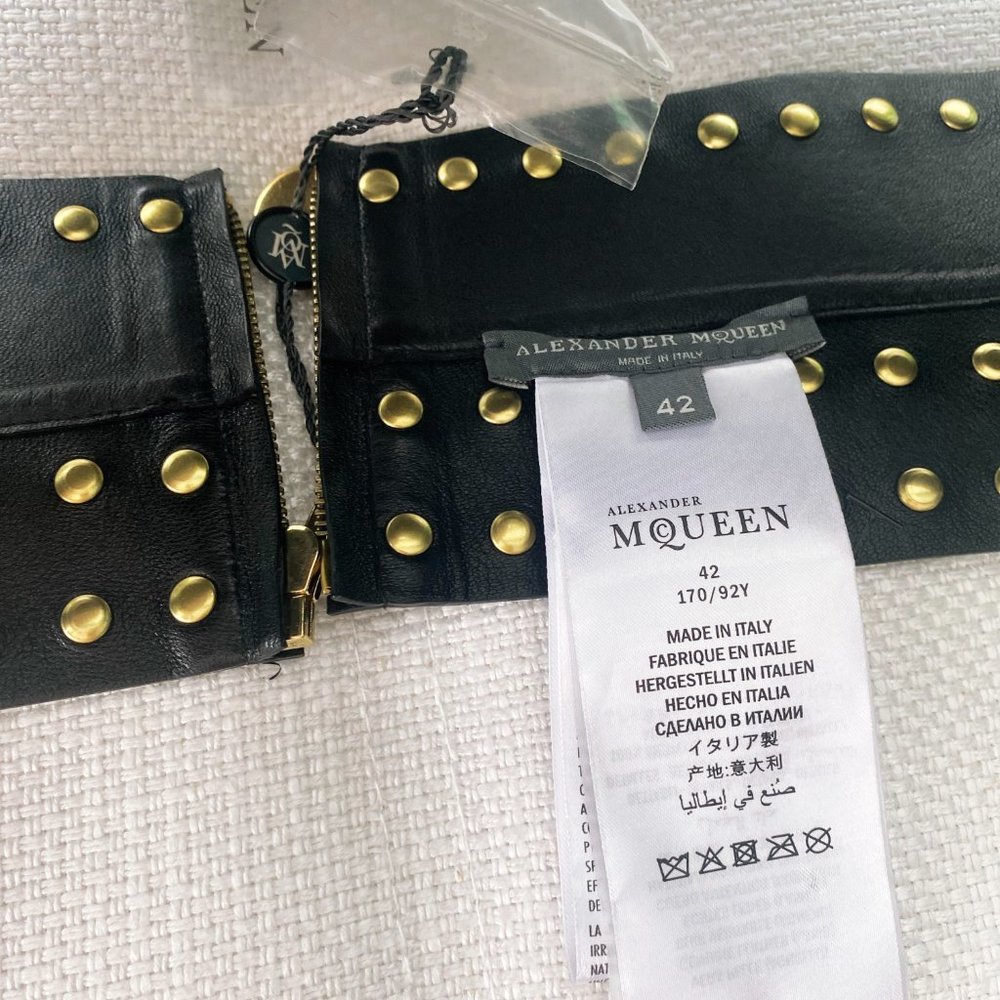 New Alexander McQueen $2395 Gold Studded Lamb Leather Runway Harness Top - Picture 12 of 13